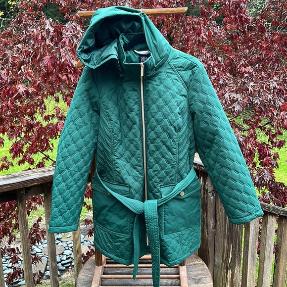 🆕Dennis by Dennis Basso quilted raincoat detach hood Emerald City XL NWOT - Picture 5 of 9